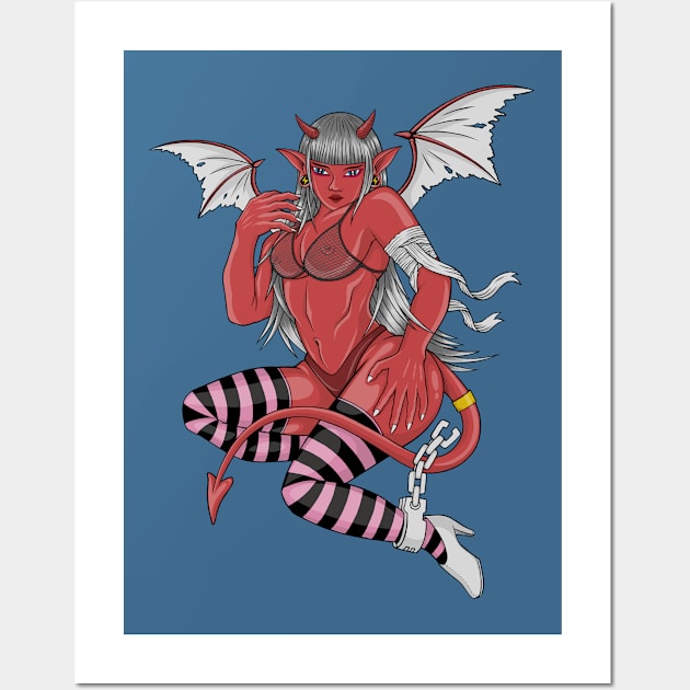 DEVIL Girl Wall Art by DMD Art Studio